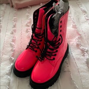 Neon pink Combat Boot